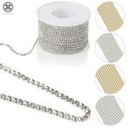 Luxtrada 11-Yard Crystal Rhinestone Close Chain Trimming Claw Chain, Crystal Bead Chain - Craft and Decoration Chain, Silver, 2mm Crystals
